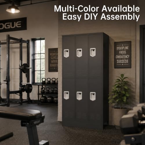 KAER Metal Locker for Employees, Office Storage Locker with 2 Doors, Lockable Steel Employee Lockers with Shelves and Hooks, Locker Organizer for Home Office School Gym Garage, Grey