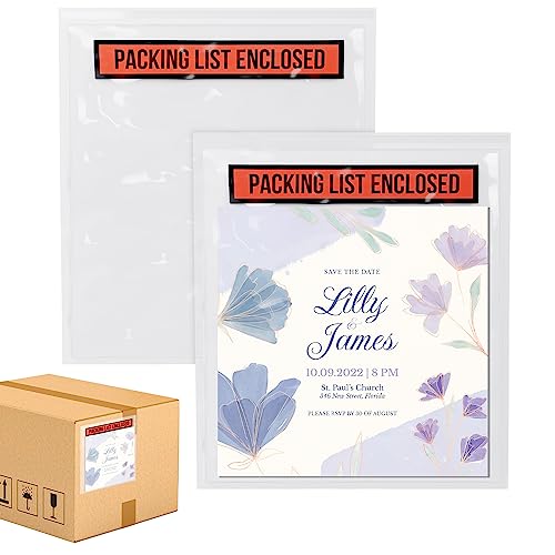 ABC PACK & SUPPLY Packing List Envelopes, Clear with Red Panel Packing List Enclosed, 4.5 x 5.5 Inch, Self Seal Document Pouches 2 Mil Polyethylene, Pack of 1000