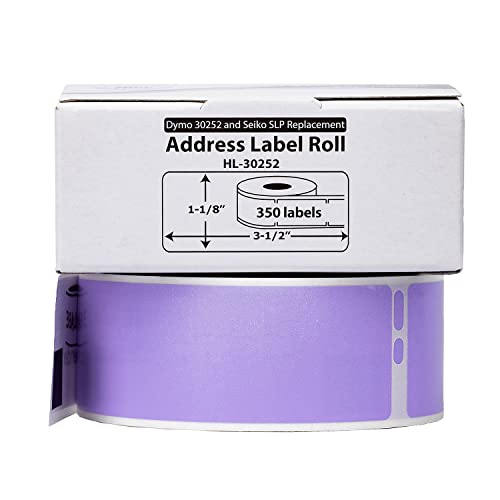 HouseLabels Compatible with Dymo 30252 Labels, Lavender, 1-1/8" x 3-1/2"