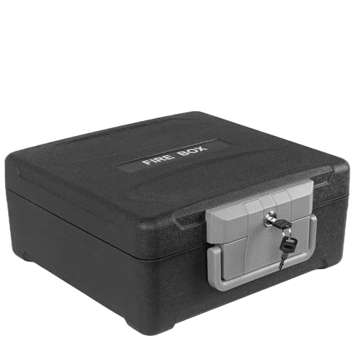 VALINIRT Fireproof and Waterproof Safe, fire safe document box with Sensor light, Portable Lock Box with Key Lock and Ergonomic Handle, 1 Hour at 1700°F, 72 Hours Waterproof