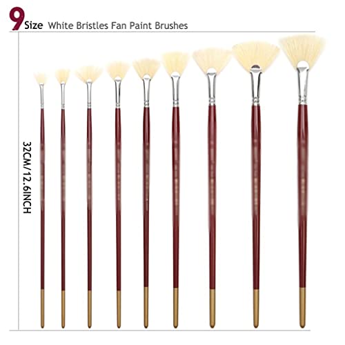 UOHLCX HBJWOV 9 Fan White Bristles Long Handle Paint Brushes Pen Professional Artist Oil Acrylic Painting Brush Set Painting