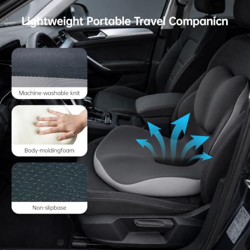 KEZPO L-Shaped Memory Foam Seat Cushion with Lumbar Support and Cutout