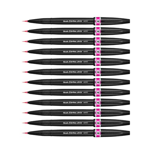 Pentel SESF30C-PX Extra Fine Brush Tip, Pack of 12, Pink