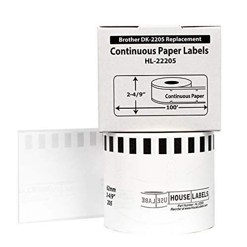 HouseLabels Compatible with Brother DK-2205, 2-4/9" x 100'