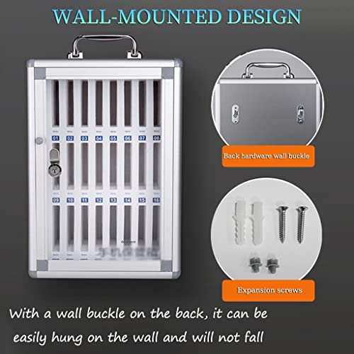 Clear Cellphone Lockers, Aluminum Alloy Pocket Chart Storage Cabinet for Cell Phones, Wall-Mounted with A Locked for Office Classroom (Color : Silver, Size : 12)