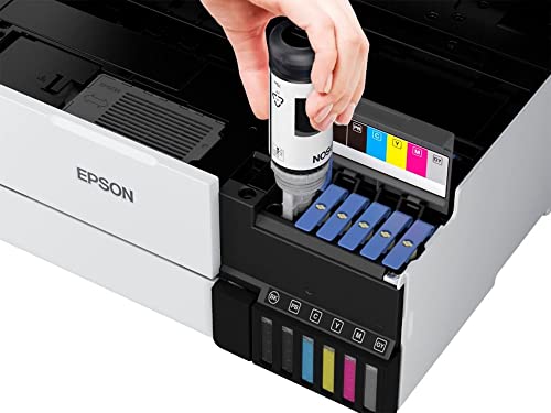 Epson EcoTank Photo ET-8500 All-in-One Wireless Color Supertank Printer with Scanner and Copier - Print Scan Copy Fax- Auto 2-Sided Printing - White-Bundle with Ahaghug Printer Cable.