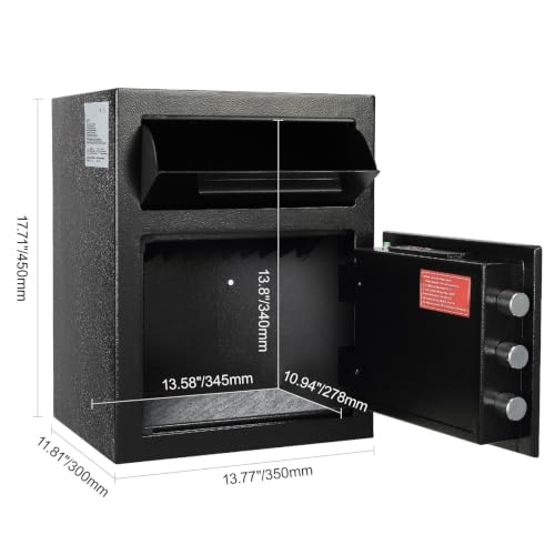 Hotel Deposit Safe 1.7L with Front Drop Slot and Emergency Keys