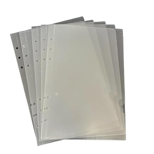 Plastic Dividers, A5 A6 A7 5Pcs PP Frosted 6 Hole Loose Leaf Bag Storage Binder Pocket