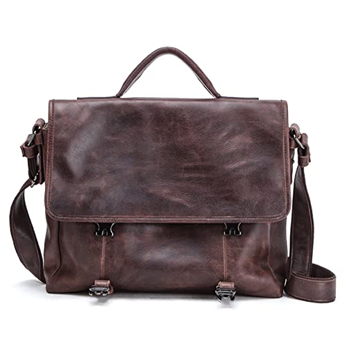 KANDUO Computer Messenger bag Genuine Leather Shoulder Bag 13.3 Inch Laptop for Travel Work