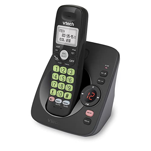 [New] VTech VG134-11 DECT 6.0 Cordless Home Phone with Bluetooth Connection, Digital Answering Machine, Backlit Display,Full Duplex Speakerphone, Caller ID/Call Waiting,1000 ft Range (Black)