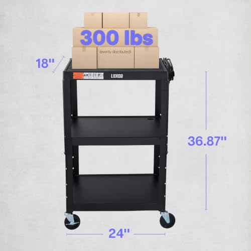 LUXOR UCMT1 Adjustable-Height Steel Utility Cart - Black