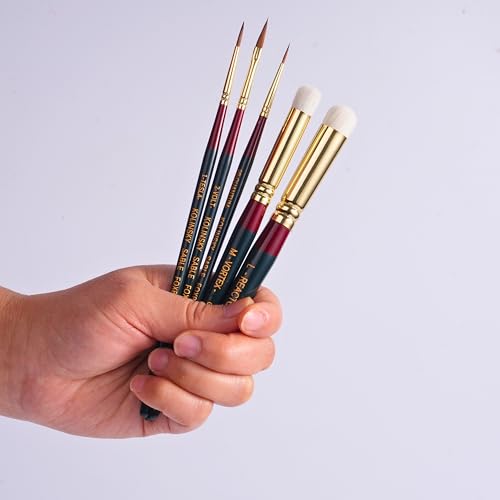 FOXBITE El Miniaturista Kolinsky Sable Brushes for Miniature Painting – Detail Paint Brush Set for Warhammer, D&D, Scale Models, Layering, Glazing & Fine Details