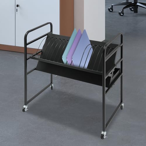 16/10 Device Mobile Open Charging Cart Station, Portable School Tablet & Laptop Charging Cart, Moveable Electronic Devices Storage Charging Cart with Wheels, Reserve Holes (26x15x31.1in)