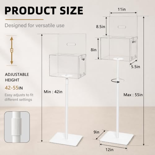 VERSSURE Adjustable Acrylic Suggestion & Donation Box with Lock and 2 Keys