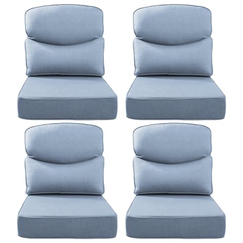 6 in Extra Thick Indoor Outdoor Patio Seat Cushions & Back Pillow Set of 4