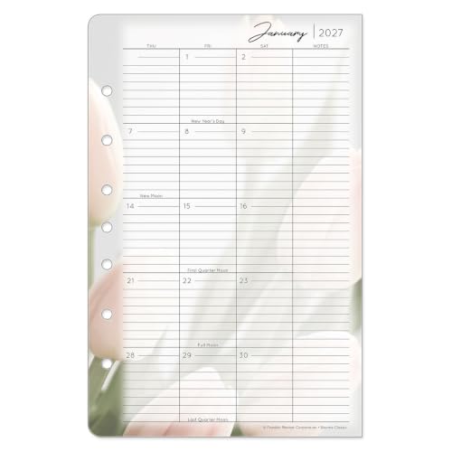 FranklinCovey - Blooms Two-Page Monthly Calendar Tabs (Classic, Jan 2027 - Dec 2027)