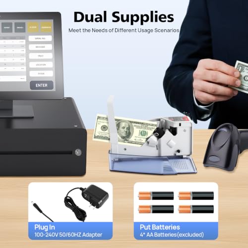 Portable Money Counter Machine, 600 Bills/Min Bill Counter with LED Display