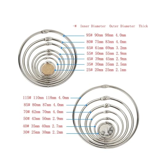 Notebook Rings 70pcs Loose-Leaf Book Binder Rings Keychain Album Craft Photo Circle Clips for Book Binding(39mm)