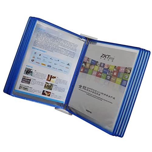 UMJIGF Catalog Display Rack, Wall-Mount Reference System, 10 Double-Sided Panels, with 20 A4 Letter Sized Pockets, Loose-Leaf Document,Blue