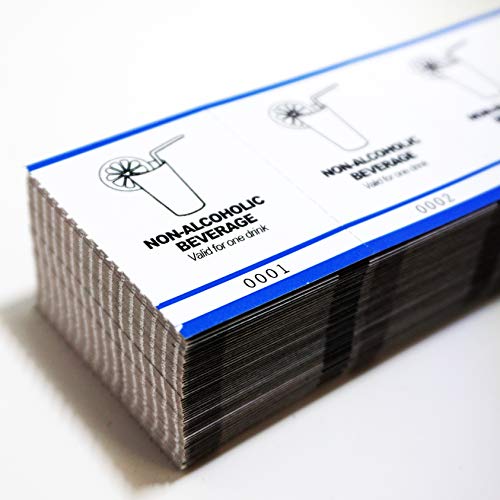 Drink Tickets - Fast & Affordable Non-Alcoholic Tickets by MyZone Printing (Blue, 2000)