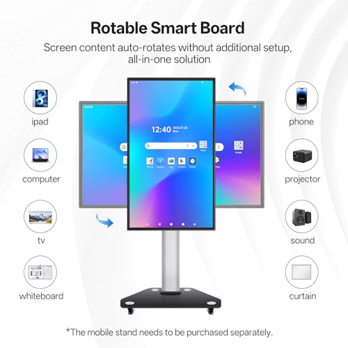 JAV Smart Board 43 Inch,Electronic Interactive Smartboard for Classroom Office Home, Screen Mirroring from Android OS Board for Presention Annotation Live Streaming (Wall Mount Included)