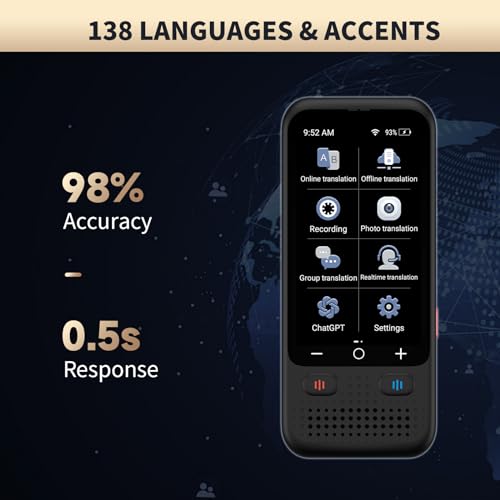 Language Translator ravel Business LearningDevice, Upgraded ChatGpt AI Translator No WiFi Needed, 150+ Languages Two Way Real-Time Voice Translation, Offline&Recording&Photo Translation for T