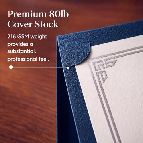 PaperDirect Foil Elegance Custom Certificate Jackets, Blue, Double Silver Embossed Foil, Personalized Certificate Holders, Schools, Businesses, Awards, Diplomas & Professional Recognition, 50 Count