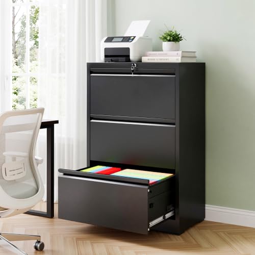 auruge 3-Drawer Lockable Side-Opening File Cabinet for Home & Office