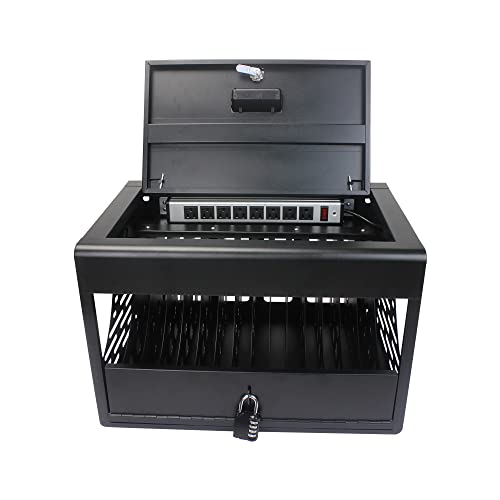 16 Laptop Charging Cabinets. Compatible with Tablets Up to 14" and 1.2" Thick. Storage Charging Case with Safety Lock. Wall Mountable Charging Cabinet. Suitable for Classrooms, Offices, Etc.Black