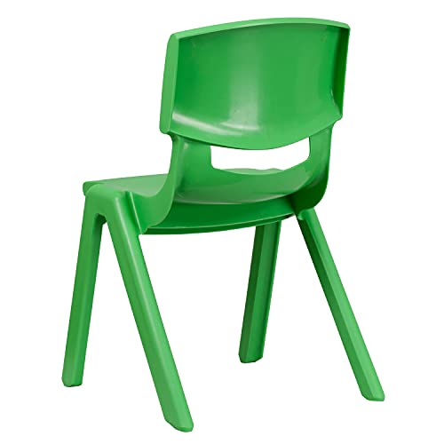 BizChair 5 Pack Green Plastic Stackable School Chair with 15.5" Seat Height