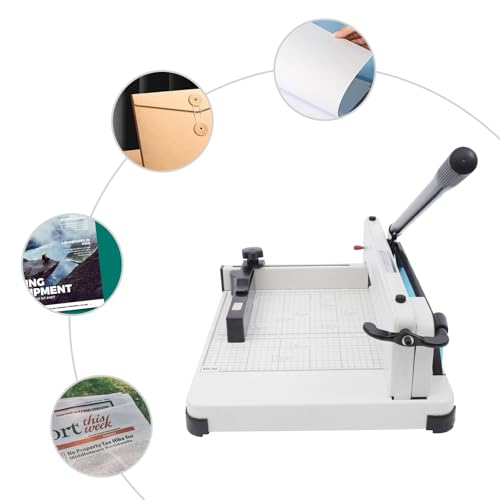 400-Sheet Guillotine Paper Cutter, Heavy Duty Paper Stack Cutter with Safety Lock and Shield, Hss Sharp Blade Manual Paper Trimmer - 1.57in Cutting Thickness