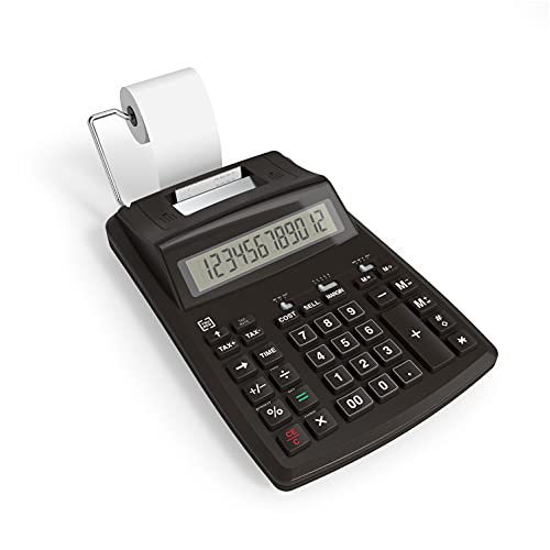 TRU RED 12-Digit Desktop Printing Calculator, Black, Paper Tape