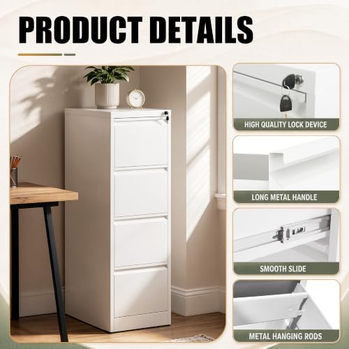 FOSTOKO 4 Drawer File Cabinet for Home Office, Vertical Filing Cabinet