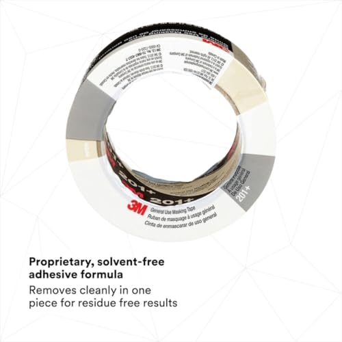 3M Masking Tape, 48 mm W x 55 m L, 4.4 mil Thick, Tan, Rubber Adhesive, 24 PK 201+ - 1 Each
