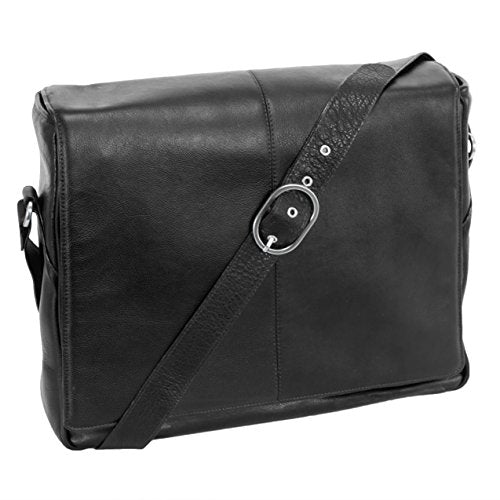 Siamod, VERNAZZA, SAN Francesco, Napa Cashmere Leather, 13" Leather Messenger Bag, Black (45355)