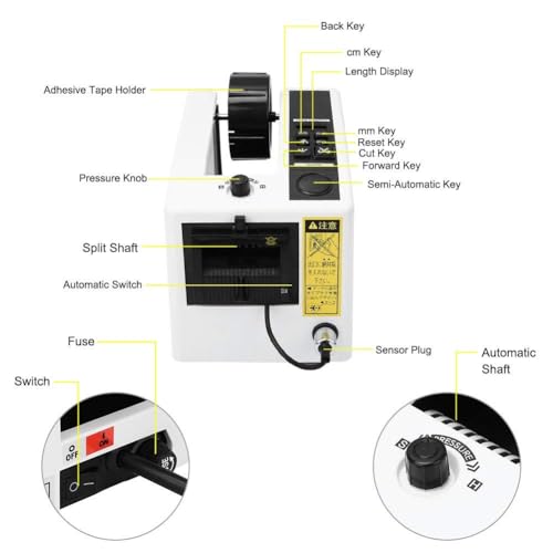 Eiwitany Electric Tape Cutting Machine,Tape Dispenser for Packing, Compatible with 8-50mm Width Tapes, for Packaging Solutions