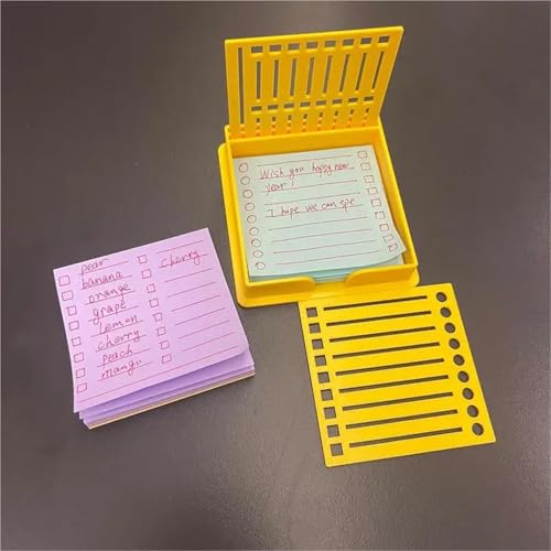 Nuqsx 5Sets Sticky Note Holder Versatile Desk Stencil Double Insert Template Storage Box Organizer Dispenser For Home Office Desk(Blue)
