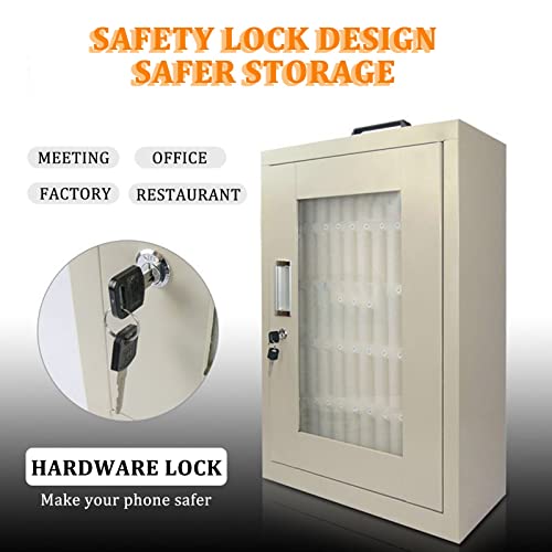 EliteBloom Wall-Mounted,Lock Box Phone,Office Storage,Mobile Stand,Phone Storage,Multifunction Organizer Storage Rack,Metallic-30Slots
