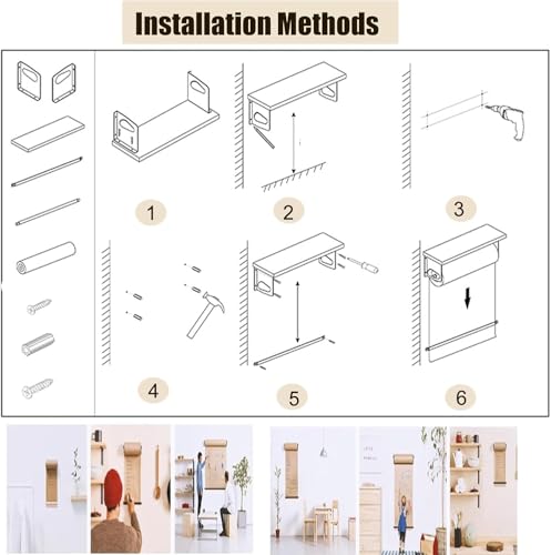 LNNW Kraft Paper Dispenser Wall Mounted Kraft Paper Holder Dispenser, Note Roll with Wall Rack & Cutter Artwork to-do Lists Decorative Message Boards for Wall(40cm/15.7in Wide)