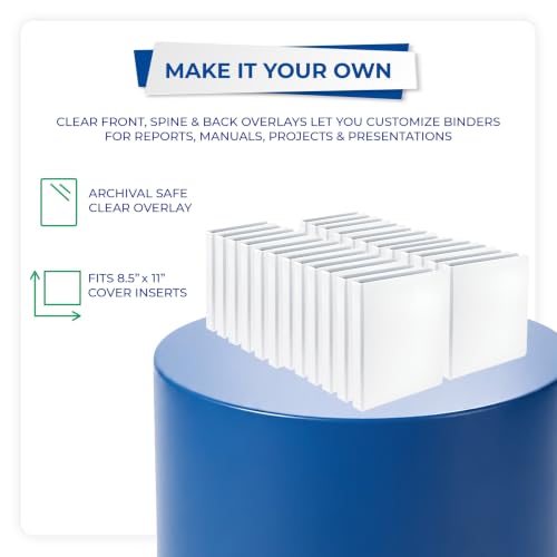 Samsill Durable 1 inch 3 Ring Binder, D Ring Binder, 100% Recycled Chipboard, White, 24 Pack, Bulk