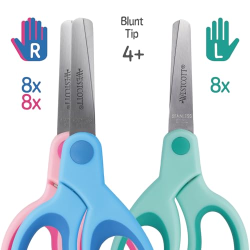 Westcott E-2053S 00 Soft Grip Kids 5 inch Scissors - Assorted Colours (Set of 24)