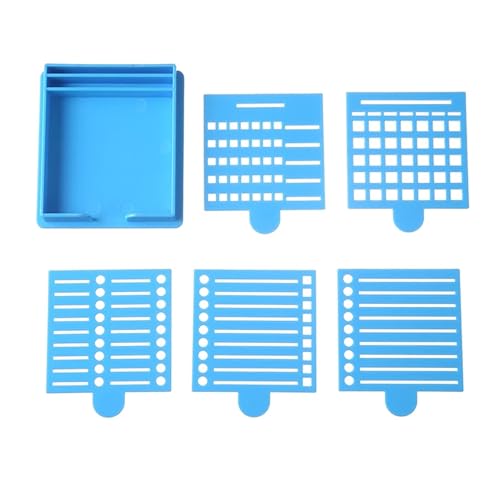 Nuqsx 3/5Sets Sticky Note Dispenser Holder With Stencil Notes Template For Pad Self-adhesive Notepad Organizer For Home Office Desk(Blue,3pcs)