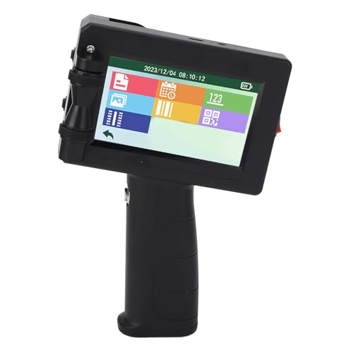 Eujgoov Handheld Inkjet Label Printer with 4.3 HD Touchscreen 4 Core CPU Ergonomic Design Supports Multiple Materials Systems