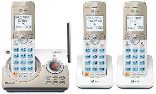 AT&T DL72319 DECT 6.0 3-Handset Cordless Phone for Home with Connect to Cell, Call Blocking, 1.8" Backlit Screen, Big Buttons, intercom, and Unsurpassed Range