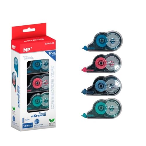 MP Pack of 12 Correction Rollers Mouse, 12 m x 5 mm Correction Mouse, Precise, Immediately Rewritable Correction Tape for Office, Home Office or School, Compact
