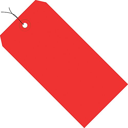 Box USA Wired Shipping Tags, 4 3/4" x 2 3/8", 13 Pt, Red, with Reinforced Eyelet, to Identify Or Address Items that Cannot be Labeled and to Color Code Shipments, Case of 1000
