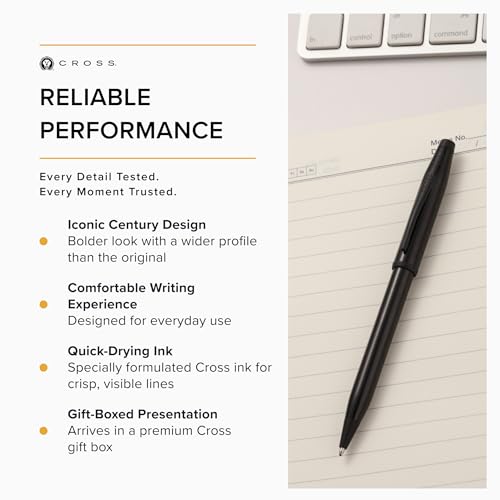 Cross Century II Glossy Black Ballpoint Pen, Medium Point, Black Ink