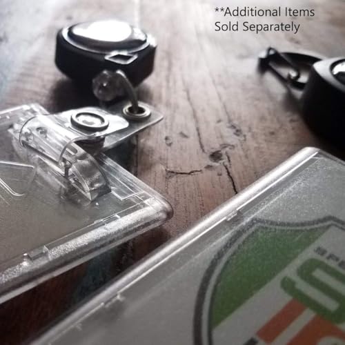 Bulk 50 Pack - Slim Heavy Duty Badge Holders - Hard Plastic Frosted Polycarbonate (Holds 1 Card) Rigid Top Load Single Card Case - Vertical Easy Access Thumb Slide & ID Protection by Specialist ID