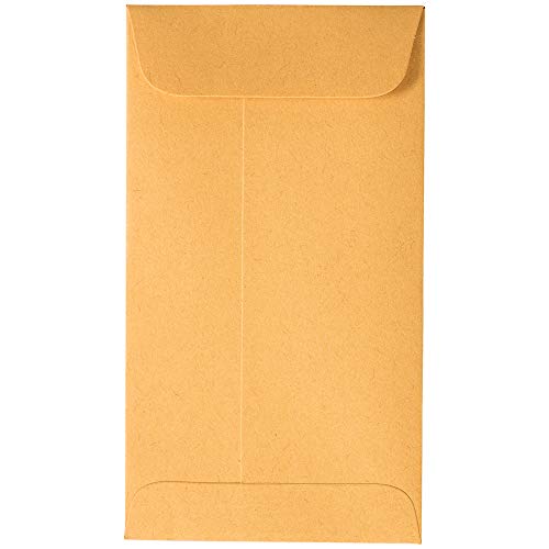 JAM PAPER #6 Coin Business Envelopes with Peel and Seal Closure - 3 3/8 x 6 - Brown Kraft Manila - Bulk 500/Carton