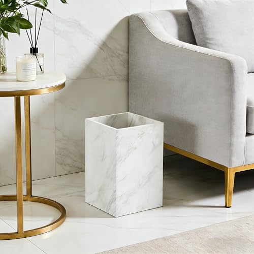 100% Marble Bathroom Trash Can, 2.4 Gallon/9.2 L Natural Stone Wastebasket